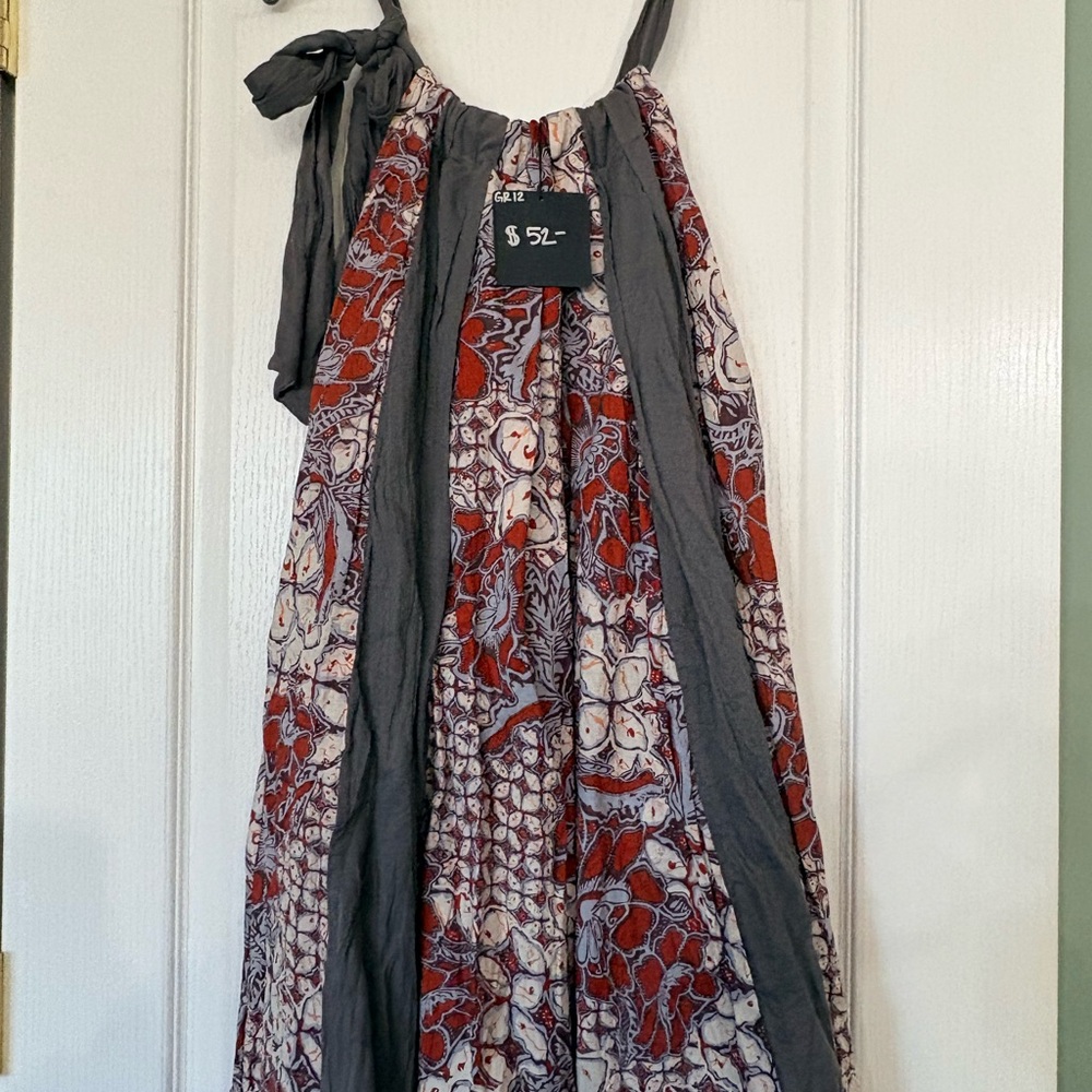 Ryu Gray and Red Artistic Halter Dress